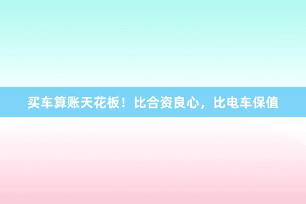 买车算账天花板！比合资良心，比电车保值