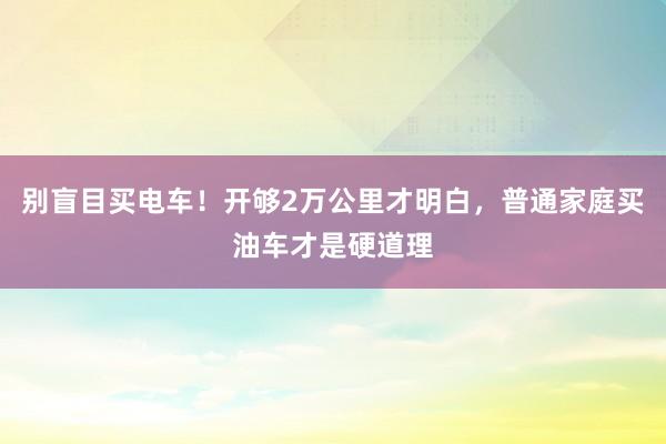 别盲目买电车！开够2万公里才明白，普通家庭买油车才是硬道理
