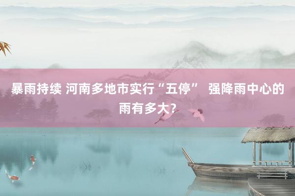 暴雨持续 河南多地市实行“五停”  强降雨中心的雨有多大？