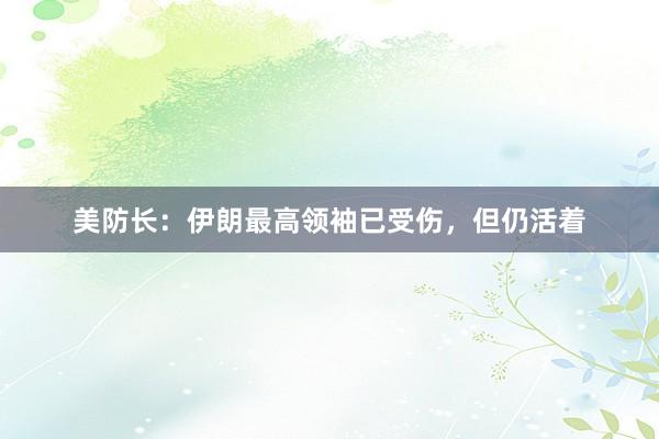 美防长：伊朗最高领袖已受伤，但仍活着