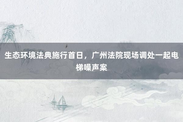 生态环境法典施行首日，广州法院现场调处一起电梯噪声案
