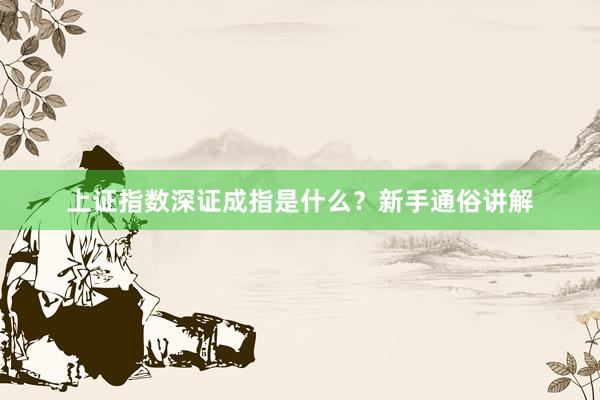 上证指数深证成指是什么？新手通俗讲解
