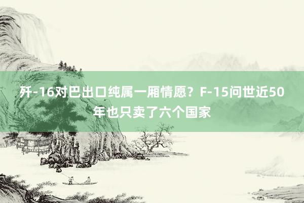 歼-16对巴出口纯属一厢情愿？F-15问世近50年也只卖了六个国家