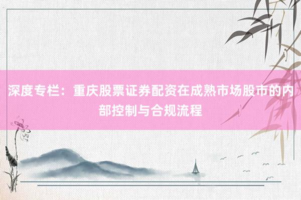 深度专栏：重庆股票证券配资在成熟市场股市的内部控制与合规流程