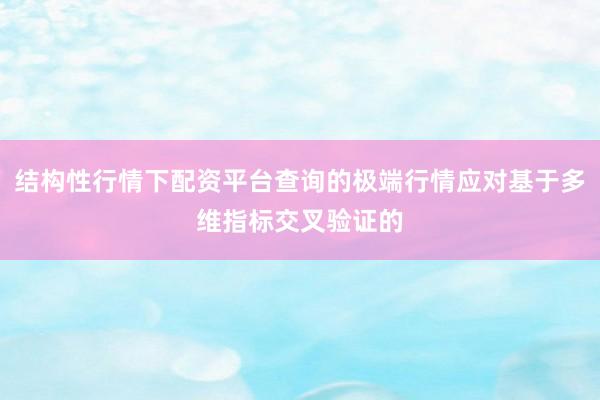结构性行情下配资平台查询的极端行情应对基于多维指标交叉验证的