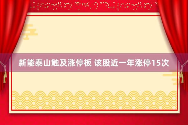 新能泰山触及涨停板 该股近一年涨停15次