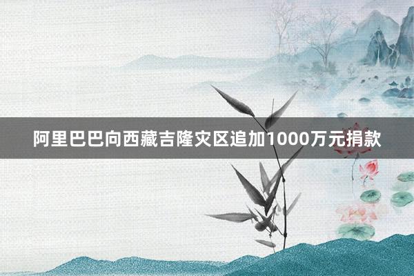 阿里巴巴向西藏吉隆灾区追加1000万元捐款