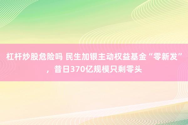 杠杆炒股危险吗 民生加银主动权益基金“零新发”，昔日370亿规模只剩零头