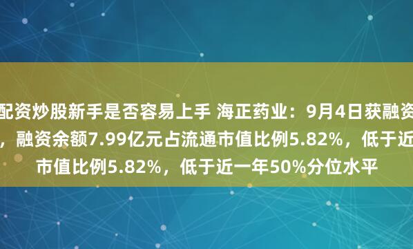 配资炒股新手是否容易上手 海正药业：9月4日获融资买入3372.52万元，融资余额7.99亿元占流通市值比例5.82%，低于近一年50%分位水平