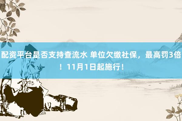 配资平台是否支持查流水 单位欠缴社保，最高罚3倍！11月1日起施行！