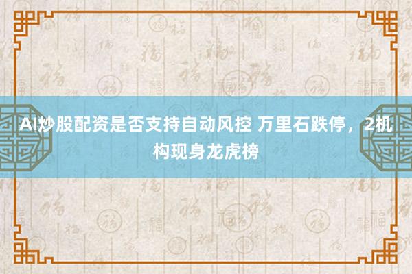 AI炒股配资是否支持自动风控 万里石跌停，2机构现身龙虎榜