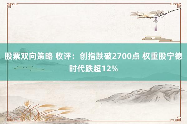 股票双向策略 收评：创指跌破2700点 权重股宁德时代跌超12%