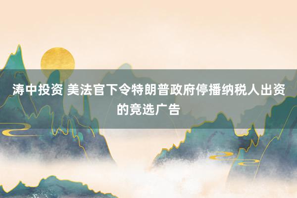 涛中投资 美法官下令特朗普政府停播纳税人出资的竞选广告