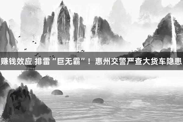 赚钱效应 排雷“巨无霸”！惠州交警严查大货车隐患